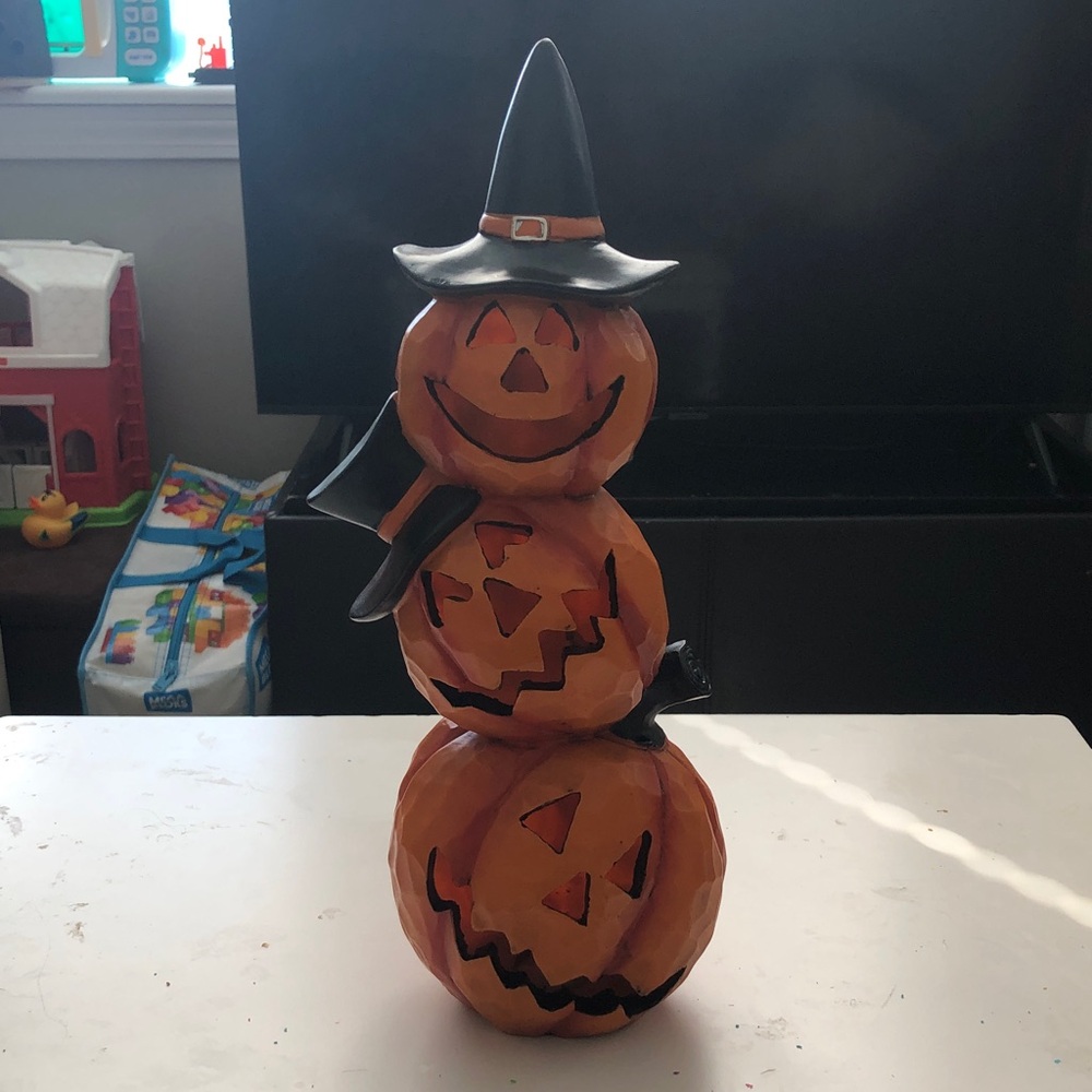 🥧 Halloween Stacked Pumpkin Witch Hat Figurine